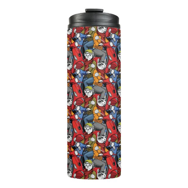 Cats & Dogs Scooter Pattern Thermal Tumbler (Front)