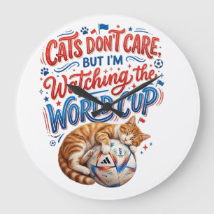 Cats Don’t Care, But I’m Watching the World Cup Large Clock