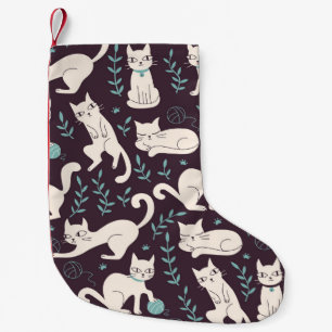 Cats Doodle Style Vintage Pattern Small Christmas Stocking