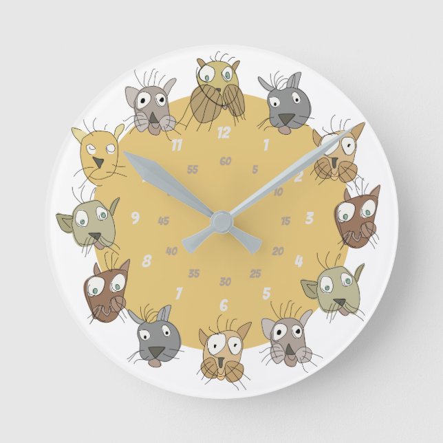 Cats Doodle Wall Clock (Front)