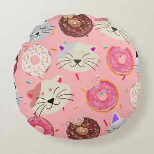 Cats & Doughnuts Throw Pillow