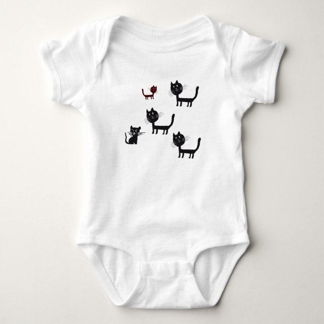 Cats Drawing for Baby Jersey Bodysuit (Front)