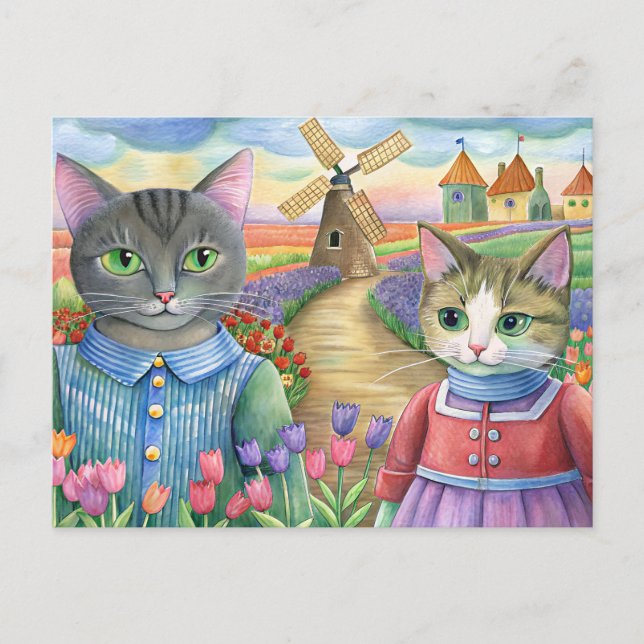 Cats dressed up in Netherlands Holiday Postcard (Front)