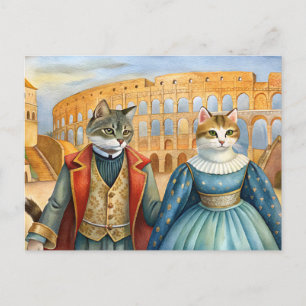 Cats dressed up in Rome, Italy Holiday Postcard