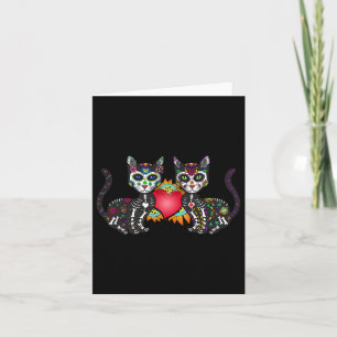 Cats Duo Cute Cats Mexican Sugar Skull Card