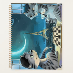 Cats Eiffel Tower - Night Weekly Planner
