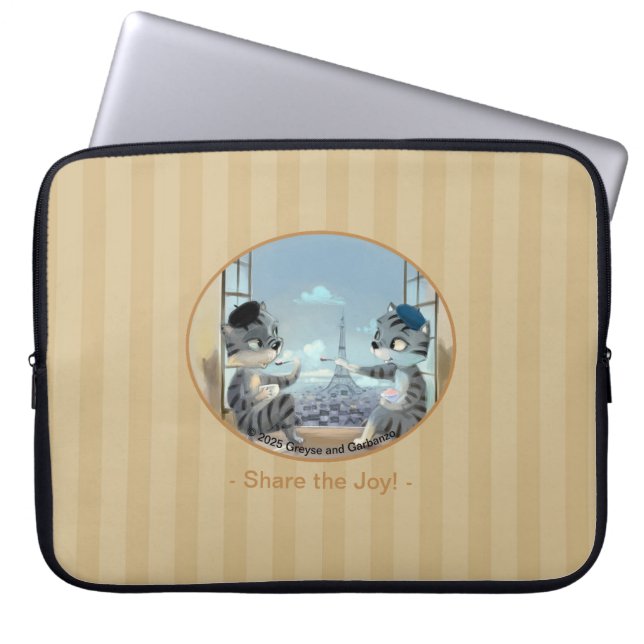 Cats & Eiffel Tower - Paris J Laptop Sleeve (Var) (Front)