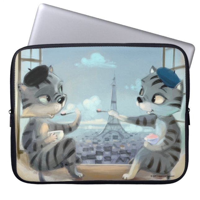 Cats & Eiffel Tower - Paris Laptop Sleeve (Front)