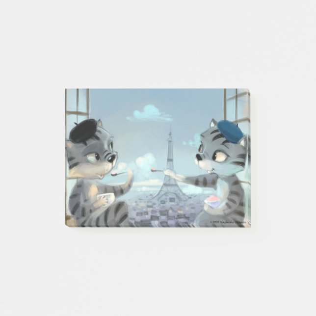 Cats & Eiffel Tower – Paris Notes 4" x 3" (Front)