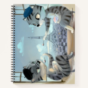 Cats & Eiffel Tower - Paris Spiral Notebook