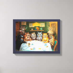 Cats Enjoying Cigars & Brandy, Louis Wain Canvas Print