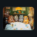 Cats Enjoying Cigars & Brandy, Louis Wain Magnet<br><div class="desc">Louis Wain (5 August 1860 – 4 July 1939) was an English artiste known for his drawings,  which consistently featured anthropomorphised large-eyed cats and kittens. In his later years he may have suffered from schizophrenia (although this claim is disputed),  which,  according to some psychiatrists,  can be seen in his works. Quote:Wikipedia</div>