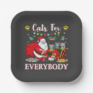 Cats Everybody Christmas Paper Plate