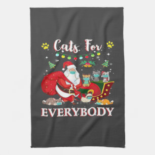 Cats Everybody Christmas Tea Towel