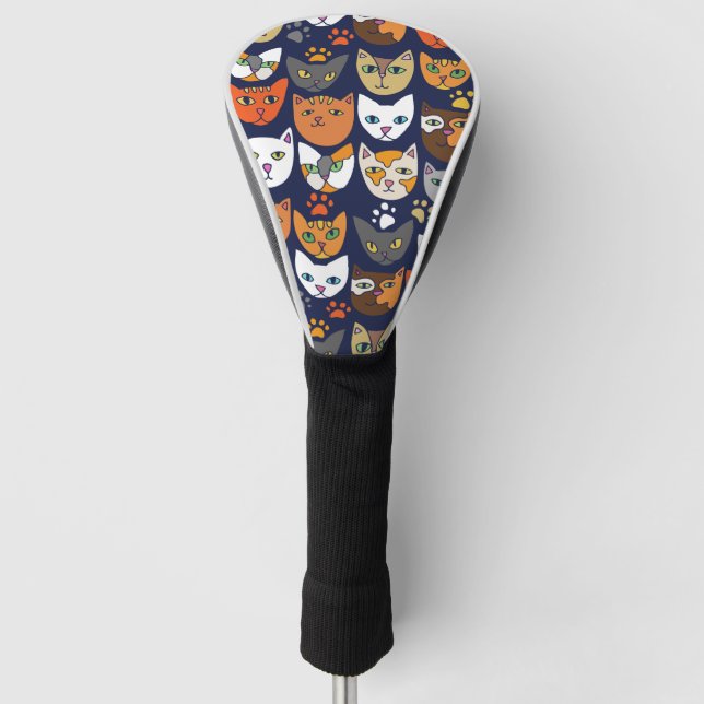 Cats Everywhere Cat Person Golf Head Cover (Front)