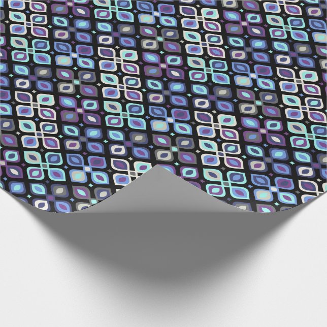 Cats-eye 60's inspired geometric floral wrapping paper (Corner)