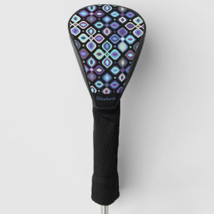 Cats-eye 70's inspired geometric floral golf head cover