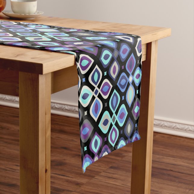 Cats-eye 70's inspired geometric floral short table runner (In Situ)