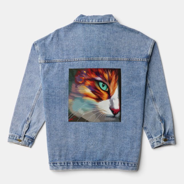 Cat's Eye Design Denim Jacket (Back)