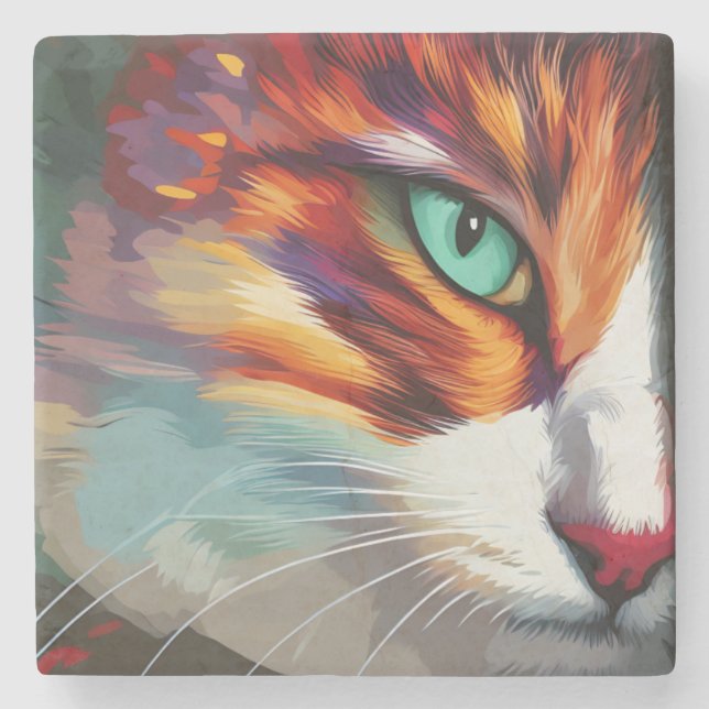 Cat's Eye Design Stone Coaster (Front)
