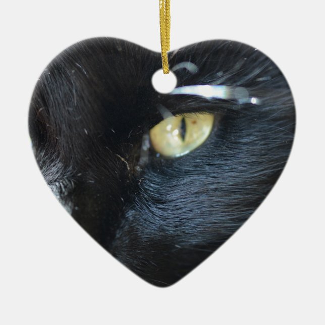 Cat's Eyeing You Ceramic Tree Decoration (Front)