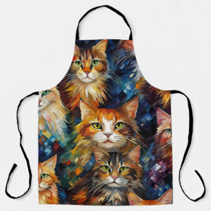 Cats Faces Animals Art Apron