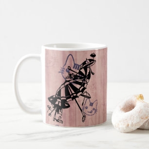Cats Faces Parasols Umbrellas Ink art drawing Coffee Mug