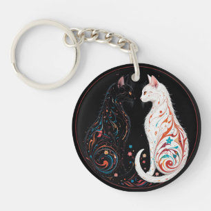 Cats facing each other key ring