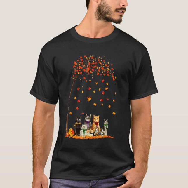 Cats Fall Autumn Leaf Tree  Cat   1 T-Shirt (Front)