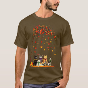 Cats Fall Autumn Leaf Tree Funny Cat Lovers Gifts1 T-Shirt