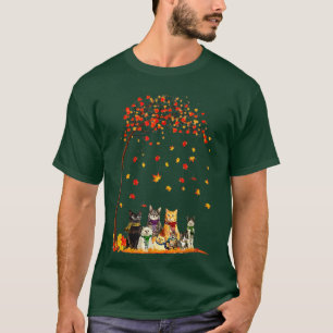 Cats Fall Autumn Leaf Tree Funny Cat Lovers T-Shirt