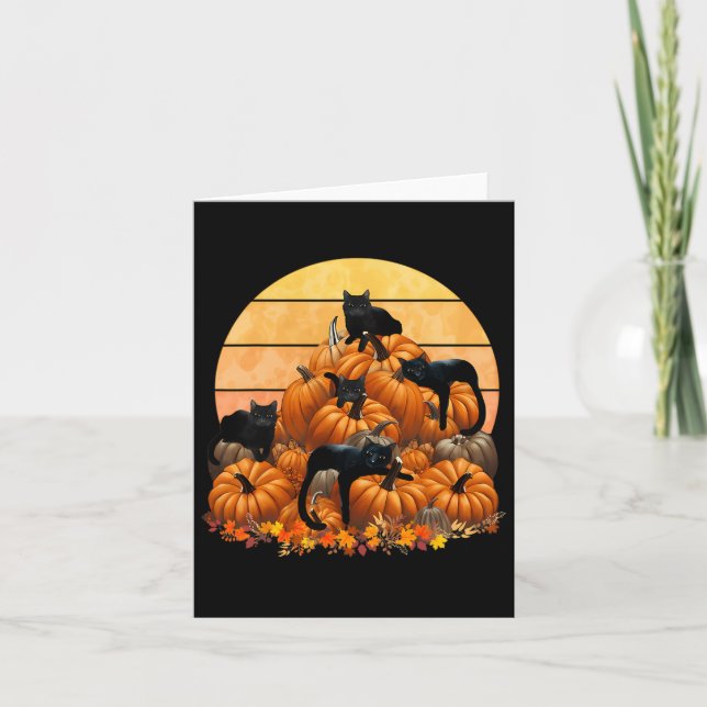Cats Fall Autumn Pumpkins Thanksgiving Matching  Card (Front)