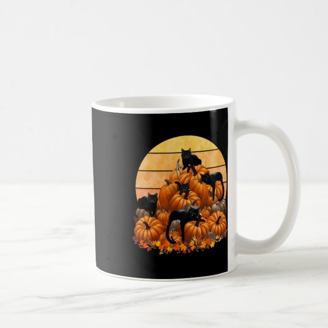 Cats Fall Autumn Pumpkins Thanksgiving Matching  Coffee Mug (Right)
