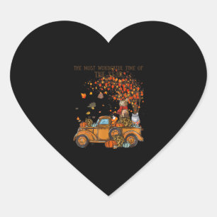 Cats Fall Pumpkin-full Truck Autumn Tree Leaves Ca Heart Sticker