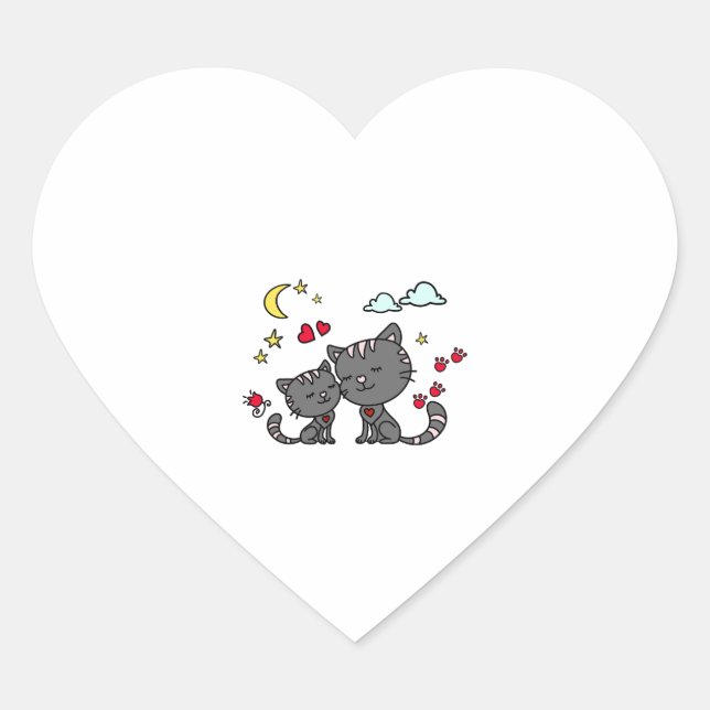 cats family,cats,cat,family heart sticker (Front)