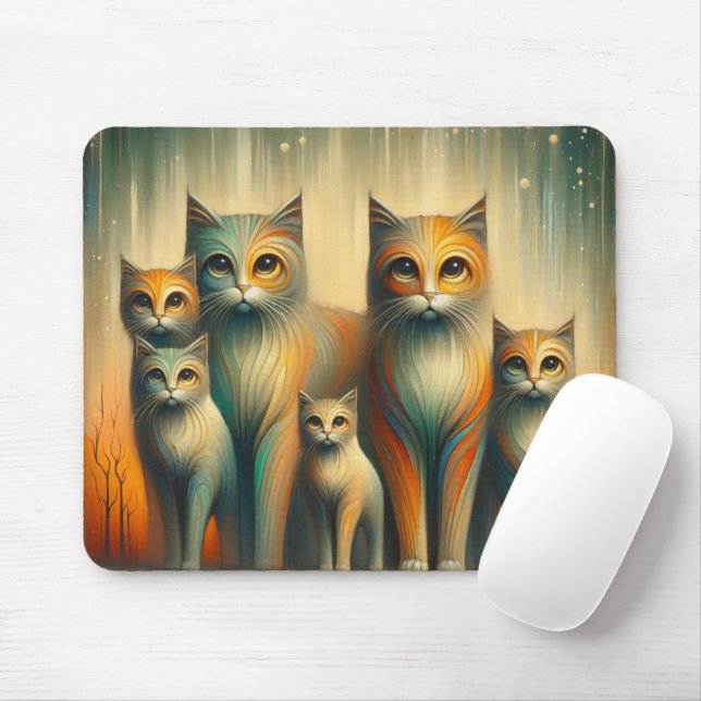 Cats family mouse mat (With Mouse)