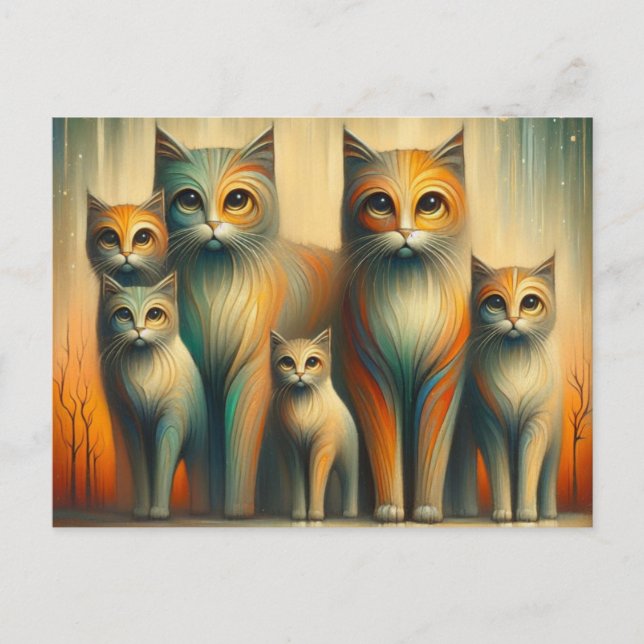 Cats family postcard (Front)