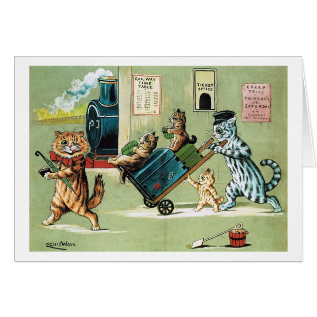 Cats Family's Train Travel, Louis Wain (Front Horizontal)