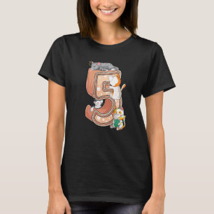 Cats Fifth 5th Birthday Party Five 5 Years Old Kit T-Shirt