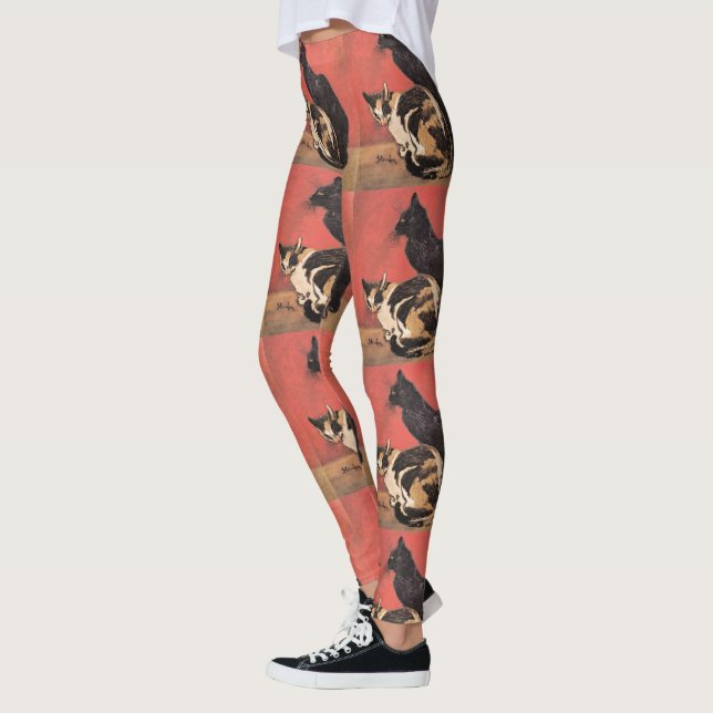 Cats, fine art painting by Theophile Steinlen Leggings (Left)