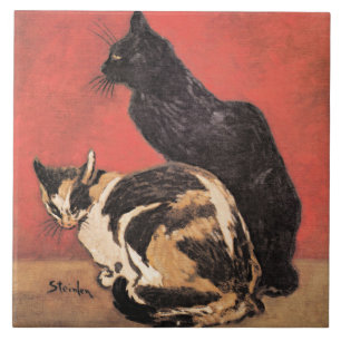Cats, fine art painting by Theophile Steinlen, Tile