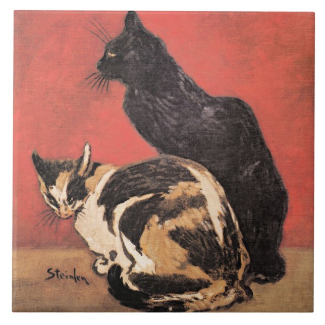 Cats, fine art painting by Theophile Steinlen, Tile (Front)