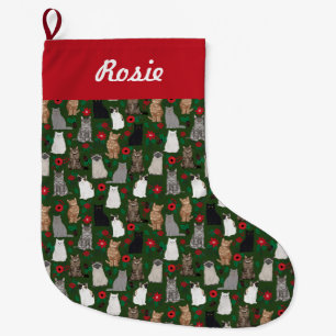 Cats florals christmas stocking