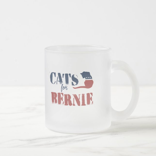 Cats for Bernie Frosted Glass Coffee Mug (Right)