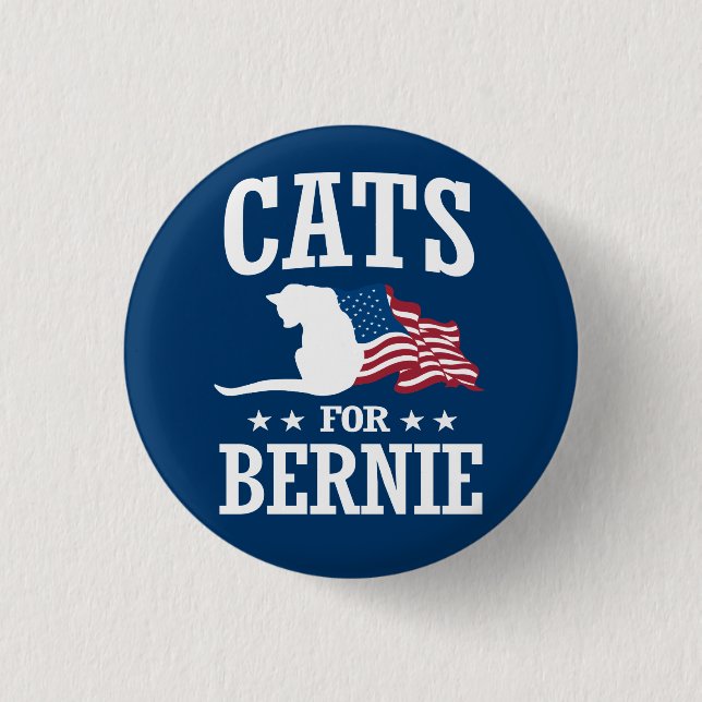 CATS FOR BERNIE SANDERS 3 CM ROUND BADGE (Front)