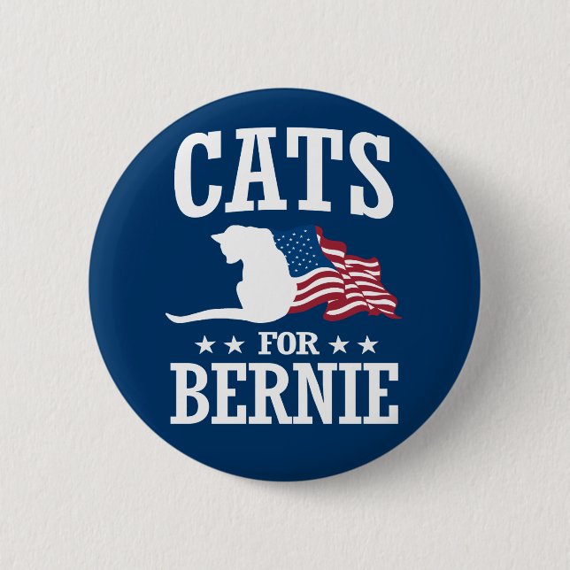 CATS FOR BERNIE SANDERS 6 CM ROUND BADGE (Front)