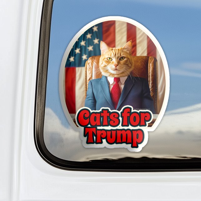 Cats for Donald Trump 2024 Decal Bumper (Cats for Trump Funny Donald Trump 2024 bumper sticker car window decal)