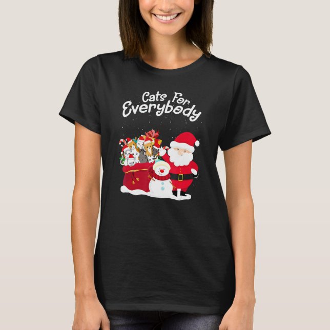 Cats For Everybody Cat Christmas Pajama Santa Ugly T-Shirt (Front)