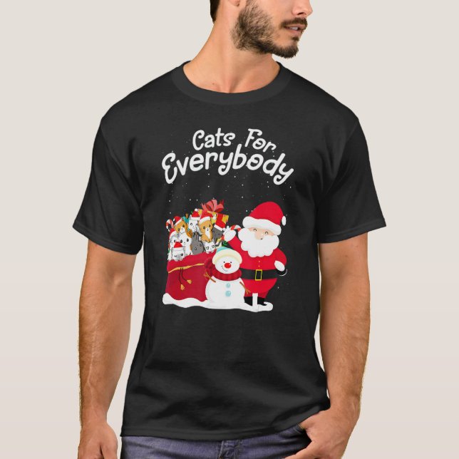 Cats For Everybody Cat Christmas Pajama Santa Ugly T-Shirt (Front)