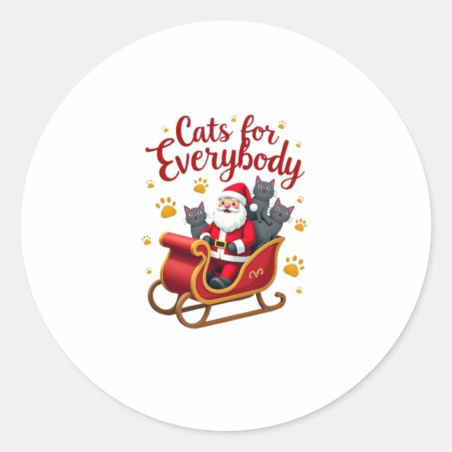 Cats For Everybody Cat Christmas Ugly Christmas Lo Classic Round Sticker (Front)
